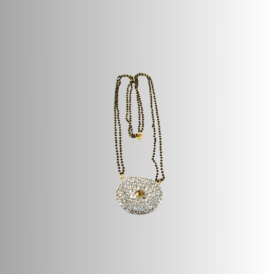 White Stone Stud-Gold Platted Brass Mangalsutra Pack Of-1 (sku-nec538)