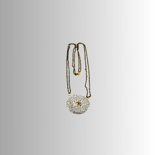 White Stone Stud-Gold Platted Brass Mangalsutra Pack Of-1 (sku-nec538)