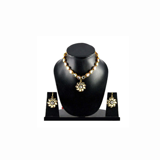Multi Stone Stud-Gold Platted Brass Pendant Set Pack Of-3 (sku-nec541)