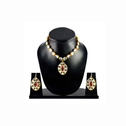 Multi Stone Stud-Gold Platted Brass Pendant Set Pack Of-3 (sku-nec542)