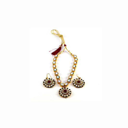 Multi Stone Stud-Gold Platted Brass Pendant Set Pack Of-3 (sku-nec543)