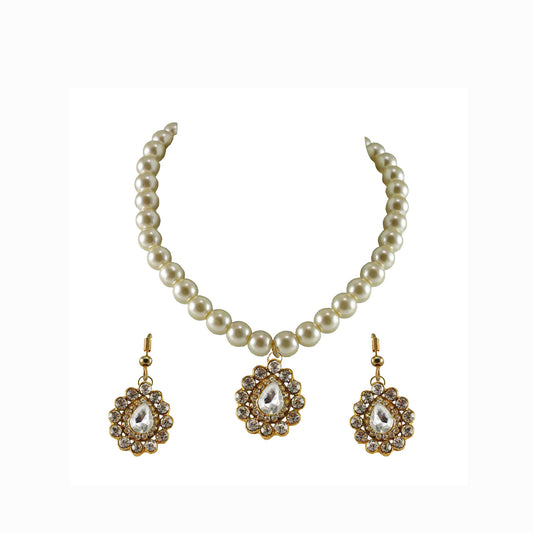 Cream Moti Brass Pendant Set Pack Of-3 (sku-nec738)
