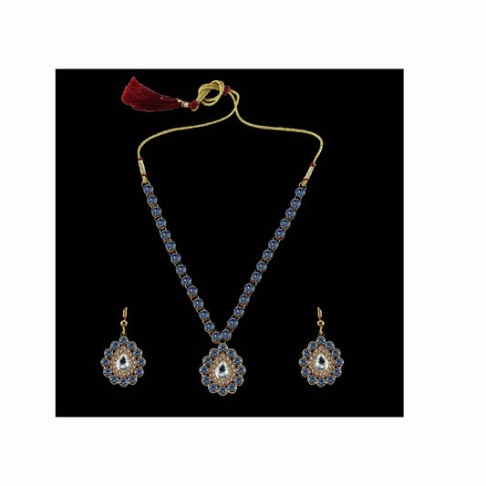 Firozi Stone Stud-Gold Platted Brass Pendant Set Pack Of-3 (sku-nec785)