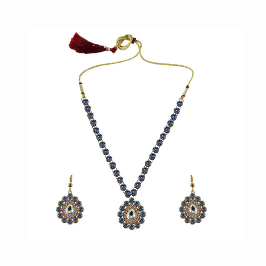 Firozi Stone Stud-Gold Platted Brass Pendant Set Pack Of-3 (sku-nec785)