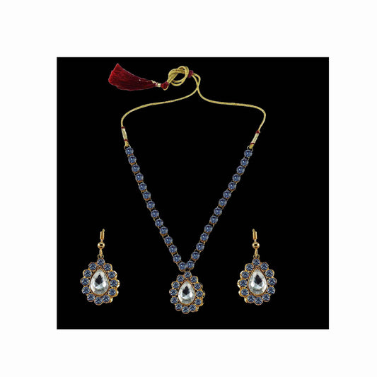 Firozi Stone Stud-Gold Platted Brass Pendant Set Pack Of-3 (sku-nec786)