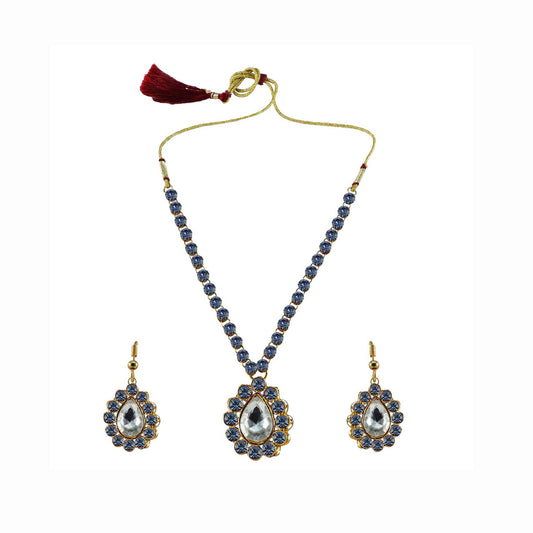 Firozi Stone Stud-Gold Platted Brass Pendant Set Pack Of-3 (sku-nec786)