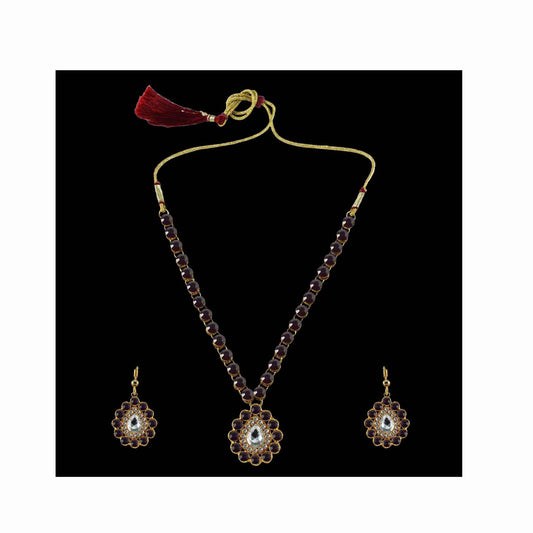Jamani Stone Stud-Gold Platted Brass Pendant Set Pack Of-3 (sku-nec789)