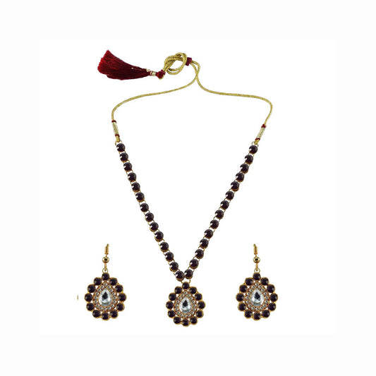 Jamani Stone Stud-Gold Platted Brass Pendant Set Pack Of-3 (sku-nec789)