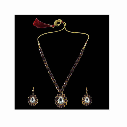 Jamani Stone Stud-Gold Platted Brass Pendant Set Pack Of-3 (sku-nec790)