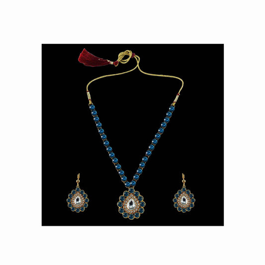Firozi Stone Stud-Gold Platted Brass Pendant Set Pack Of-3 (sku-nec795)