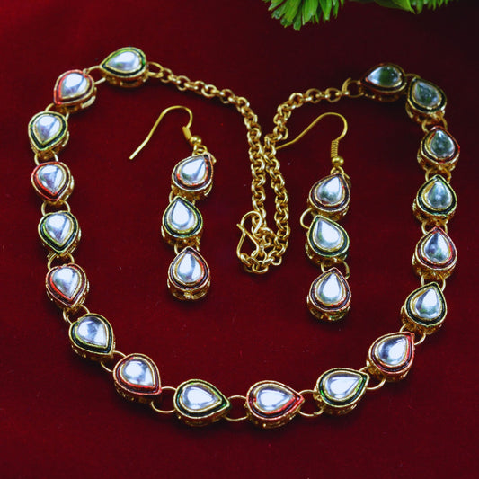 Stone Stud Golden Brass Necklace Pack Of-3 (sku-necs6425)