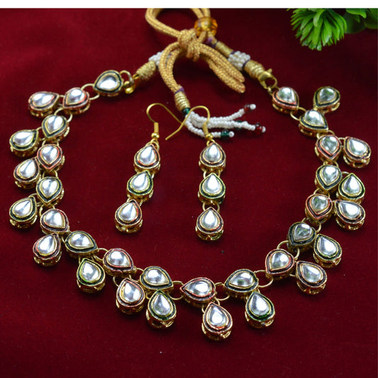 Stone Stud Golden Brass Necklace Pack Of-3 (sku-necs6426)