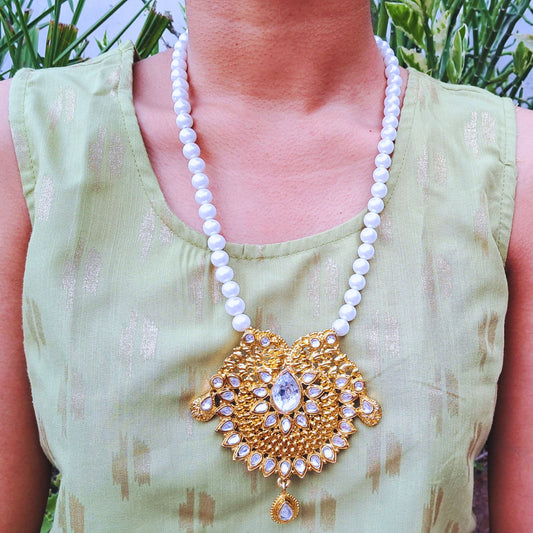 Golden Kunden Stud  Brass Necklace Pack Of-1 (sku-necs6429)
