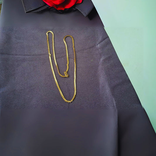 Golden Plain Brass Chain Pack Of-1 (sku-necs6432)