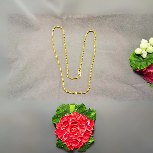 Golden Plain Brass Chain Pack Of-1 (sku-necs6434)