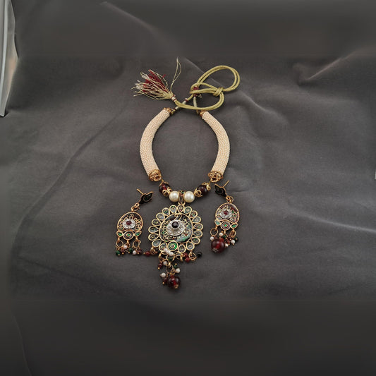Moti  Multi Meenakari Necklace (sku-necs6436)
