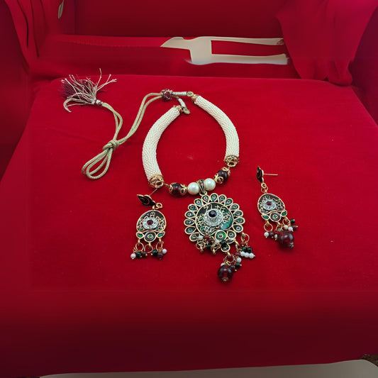 Moti  Multi Meenakari Necklace (sku-necs6436)