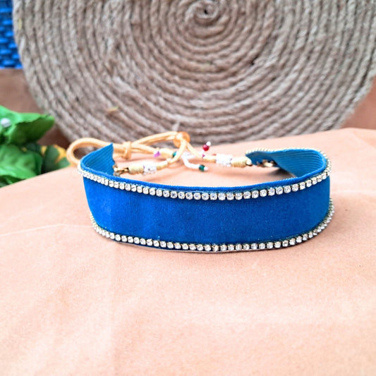Stone Stud  velvet Radium Kanthi (sku-necs6443)