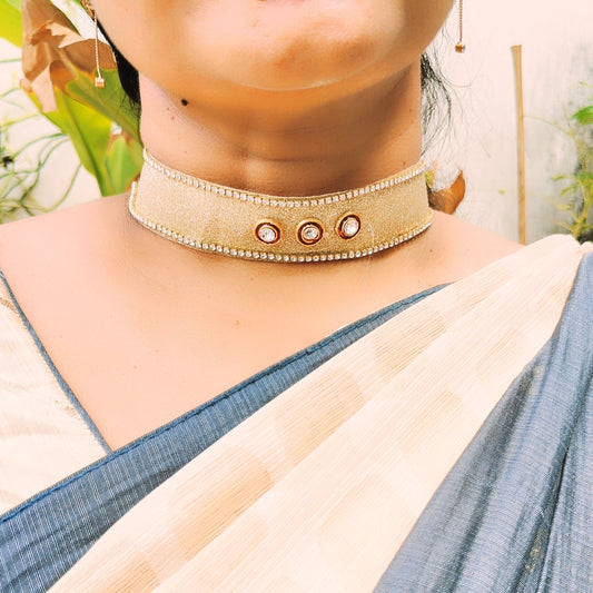 Kunden Stud  velvet Golden Kanthi (sku-necs6450)