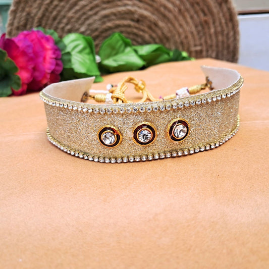 Kunden Stud  velvet Golden Kanthi (sku-necs6450)