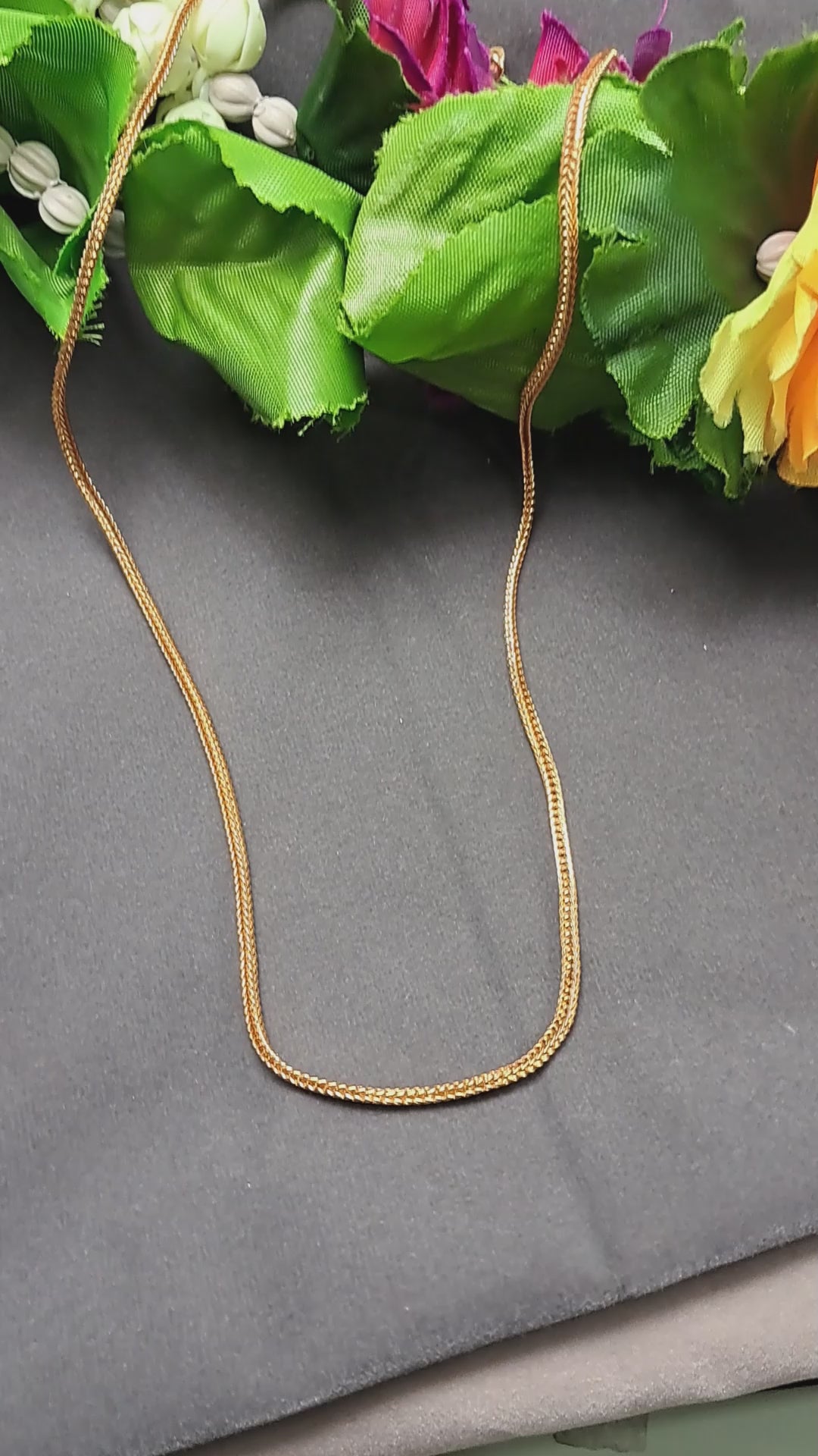 Golden Plain Brass Chain Pack Of-1 (sku-necs6431)