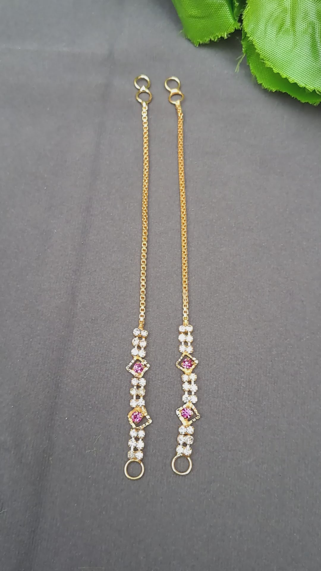 Golden Stone Stud  Brass Kan Chain Pack Of-2 (sku-oths1762)