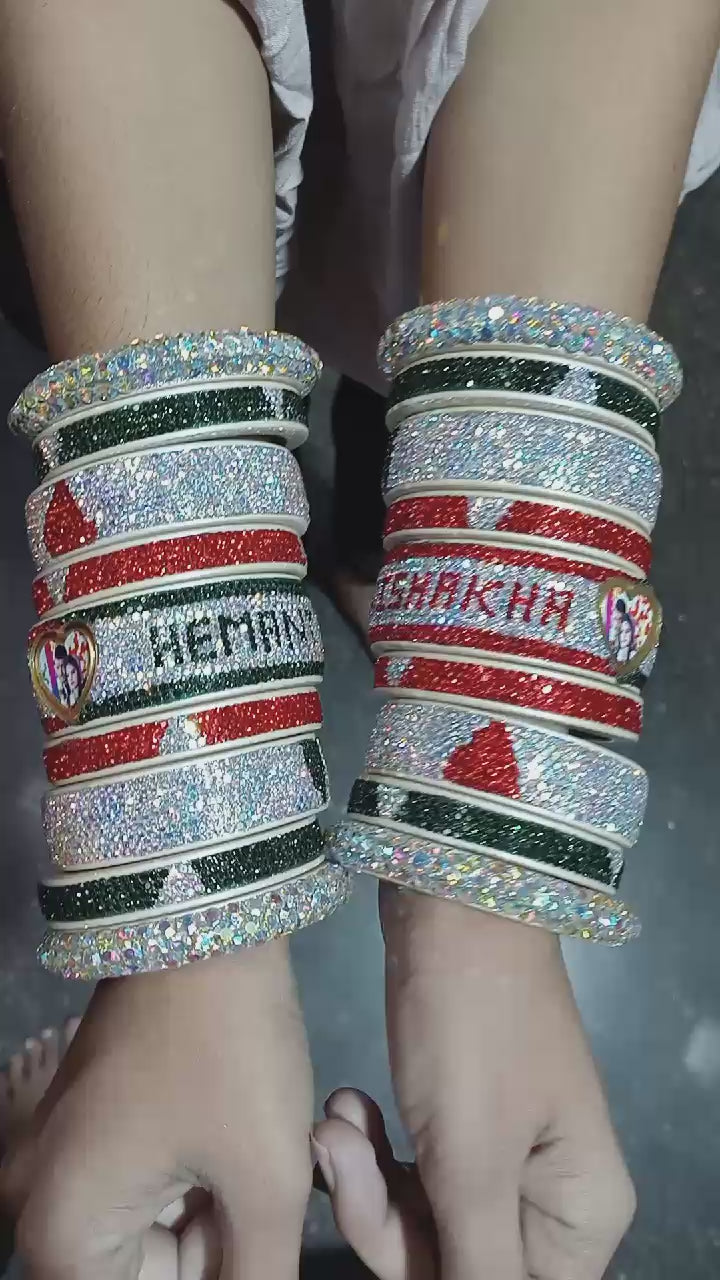 Print Your Name and photo on Bangle  Pack Of -18 (sku-bans29733) (15+A)