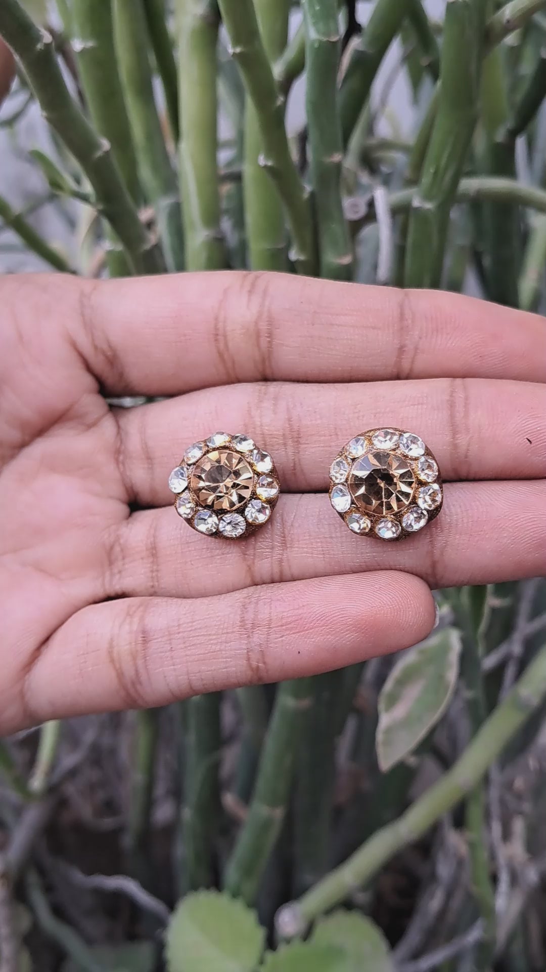 Stone Stud Golden Lakh Tops Pack Of-2 (sku-ears713)
