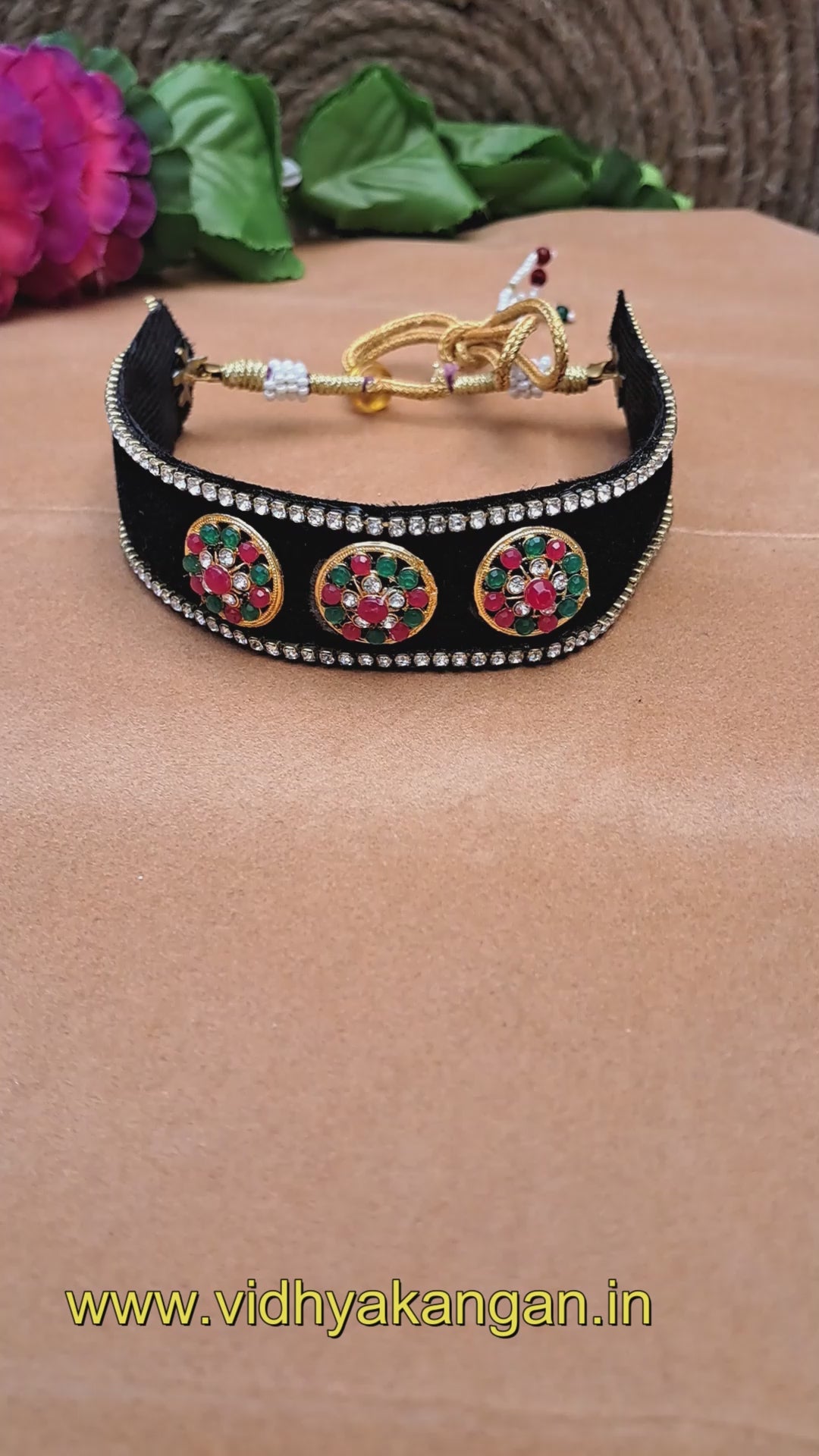 Kunden Stud  velvet Black Kanthi (sku-necs6456)