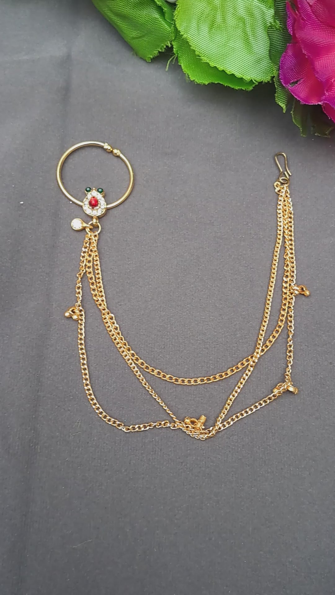 Golden Stone Stud  Brass Bali  Nath Pack Of-1 (sku-oths1760)