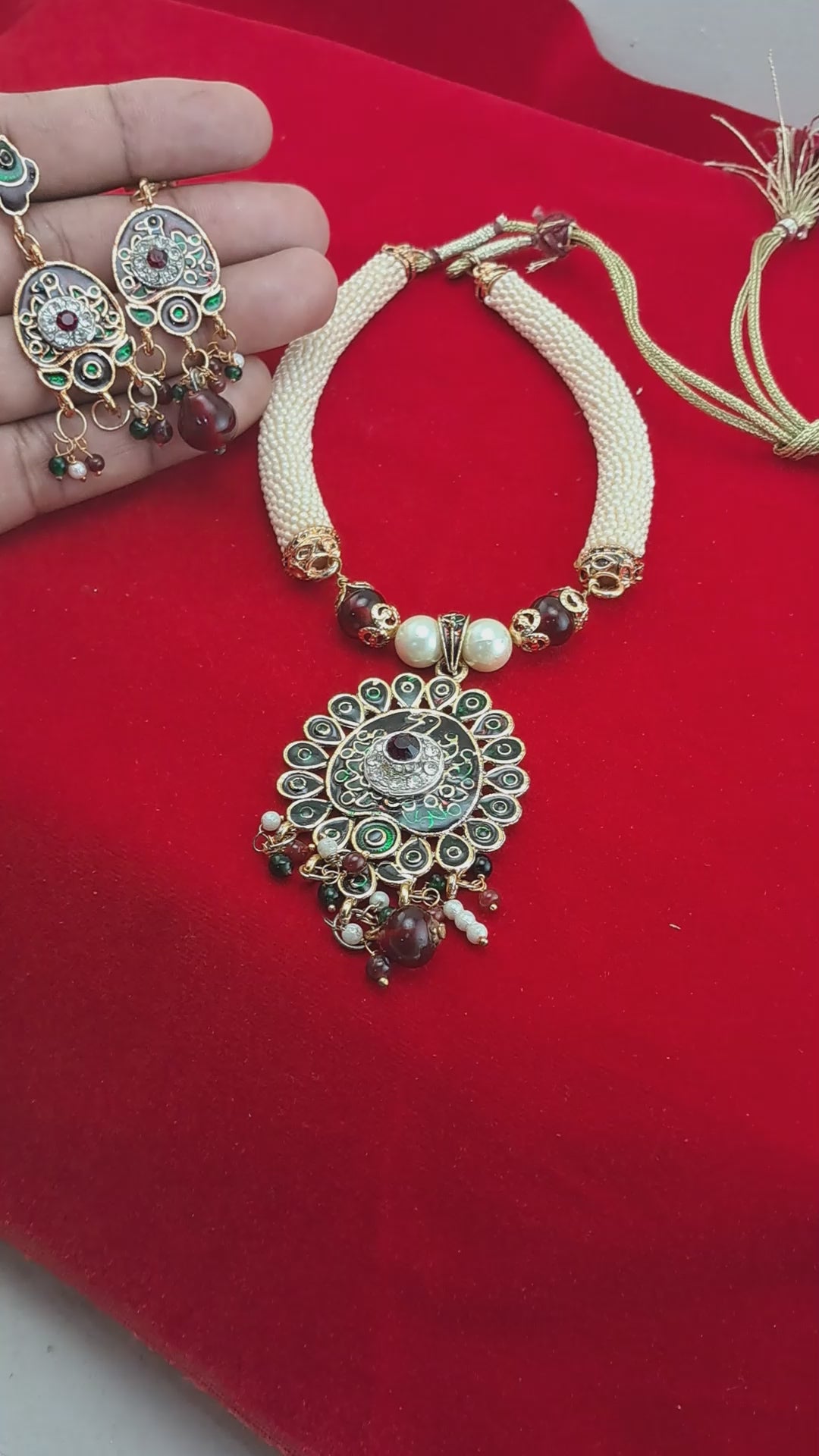 Moti  Multi Meenakari Necklace (sku-necs6436)