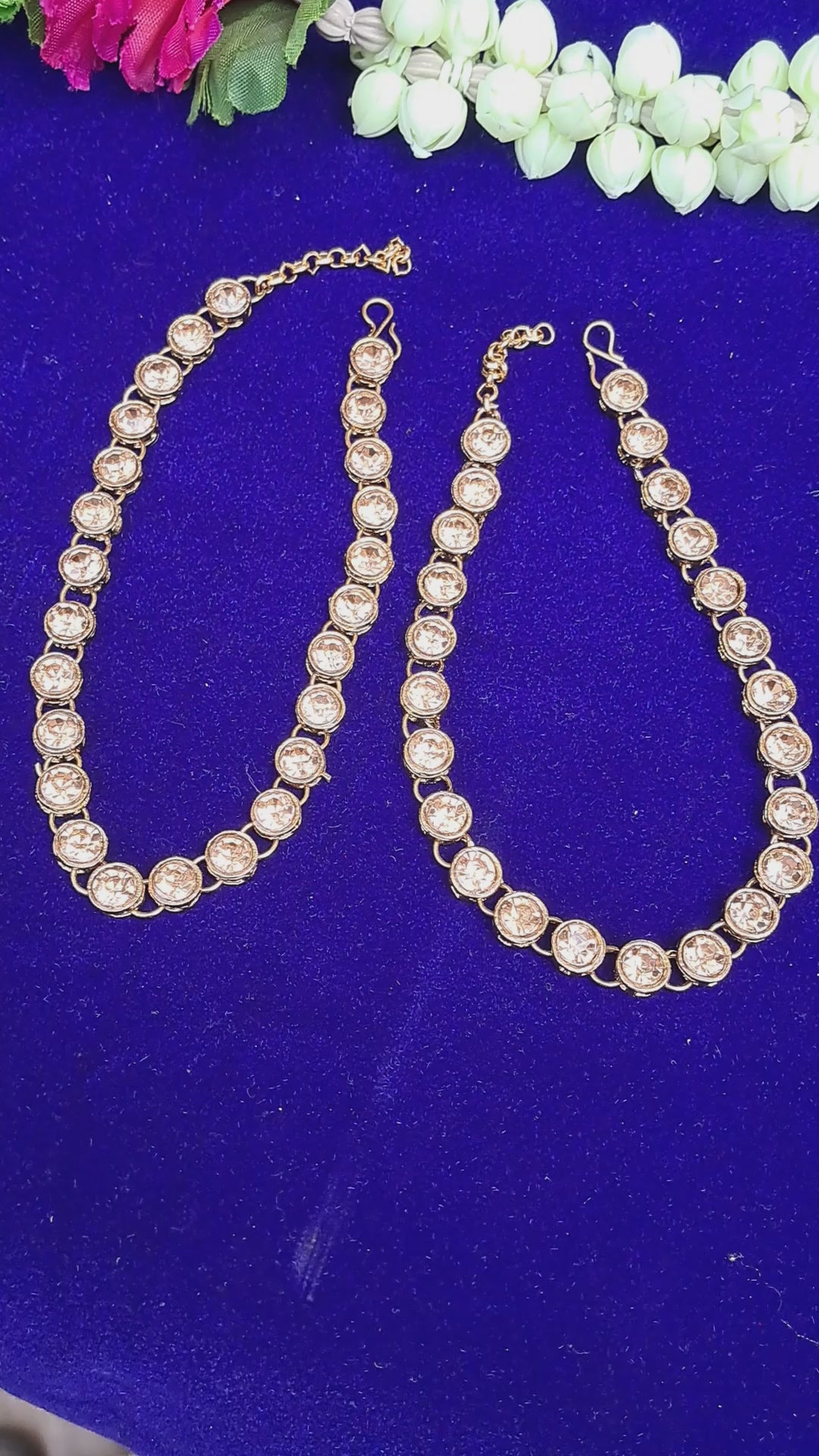 Golden Stone Stud  Brass Anklet Pack Of-2 (sku-anks330)