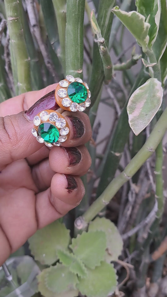 Stone Stud Golden Lakh Tops Pack Of-2 (sku-ears710)