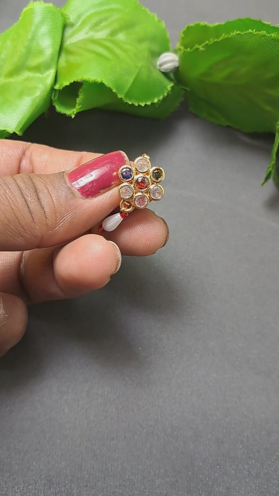 Multi Polki Brass Nose Pin Pack Of-1 (sku-oths1752)