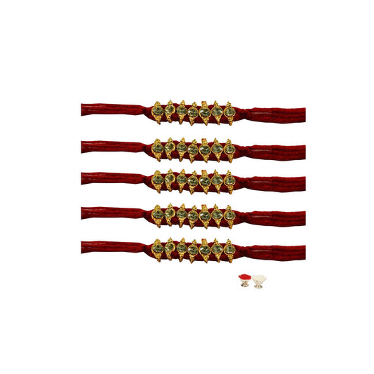Multi Stone Stud-Handmade  Brass Rakhi