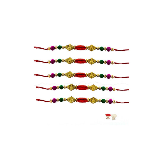 Multi Beads Stud-Handmade  Beads Rakhi