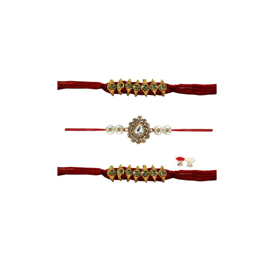 Multi Stone Stud-Handmade  Beads Rakhi