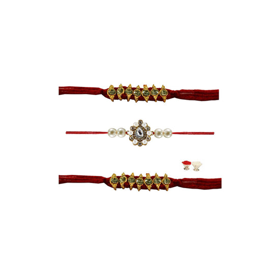 Multi Stone Stud-Handmade  Beads Rakhi