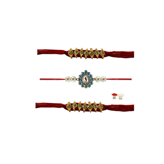 Multi Stone Stud-Handmade  Beads Rakhi