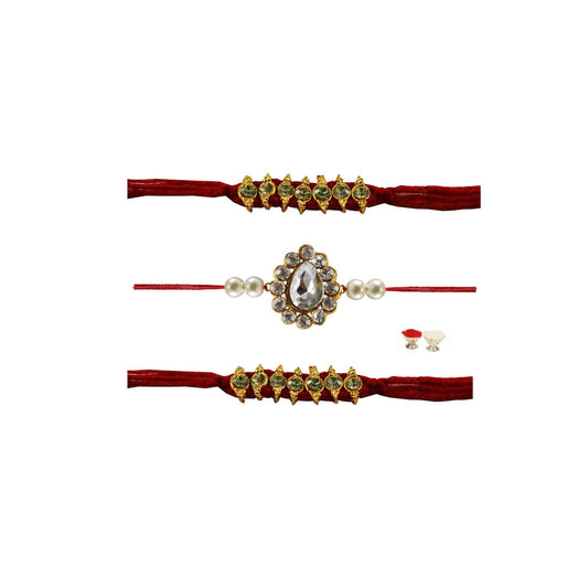 Multi Stone Stud-Handmade  Beads Rakhi
