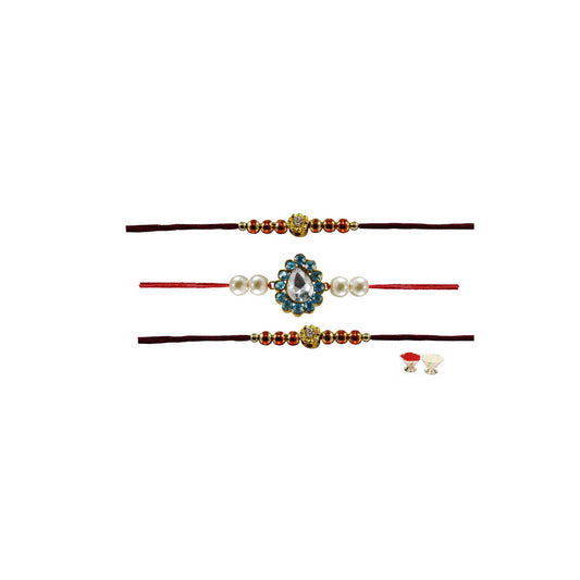 Multi Stone Stud-Handmade  Beads Rakhi