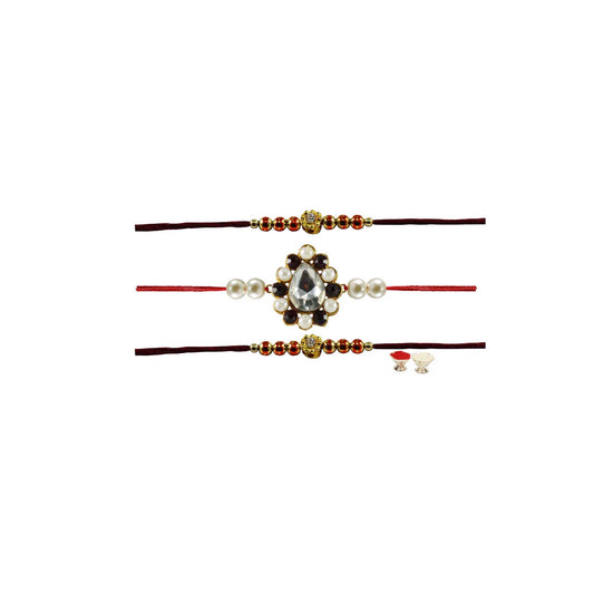 Multi Stone Stud-Handmade  Beads Rakhi