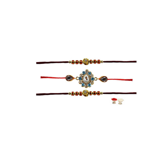 Multi Stone Stud-Handmade  Beads Rakhi