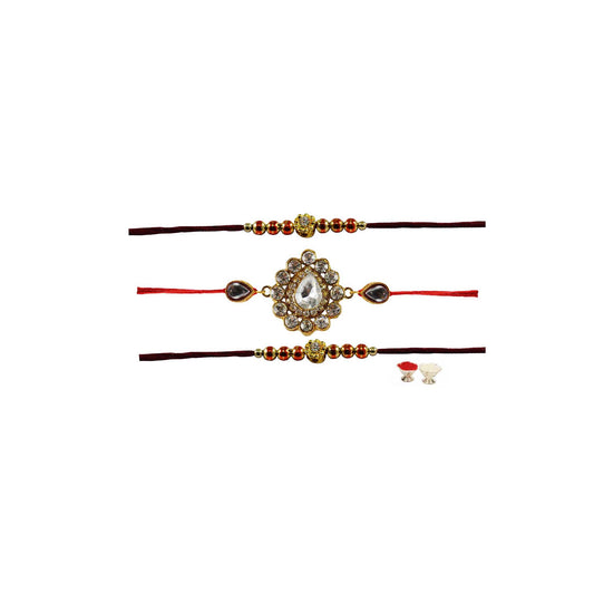 Multi Stone Stud-Handmade  Beads Rakhi