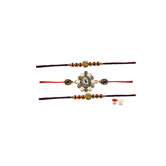 Multi Stone Stud-Handmade  Beads Rakhi