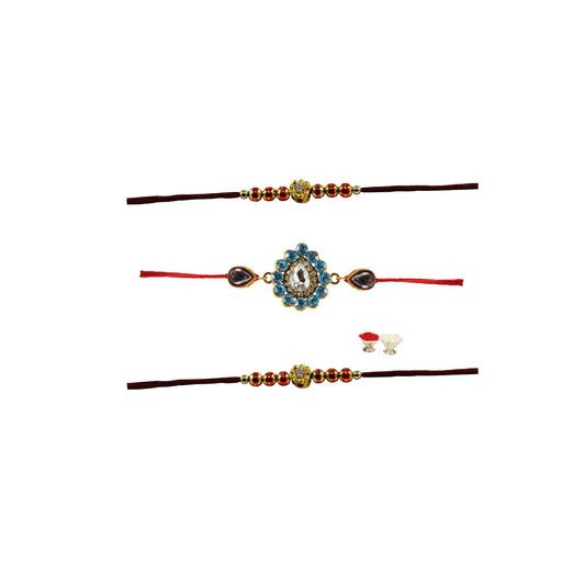 Multi Stone Stud-Handmade  Beads Rakhi