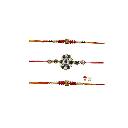 Multi Stone Stud-Handmade  Beads Rakhi