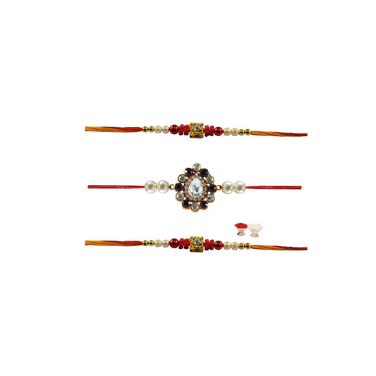 Multi Stone Stud-Handmade  Beads Rakhi