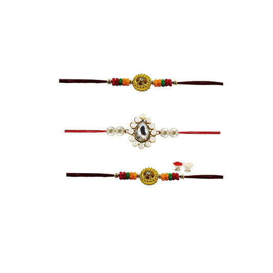 Multi Stone Stud-Handmade  Beads Rakhi