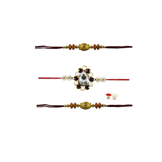 Multi Stone Stud-Handmade  Beads Rakhi